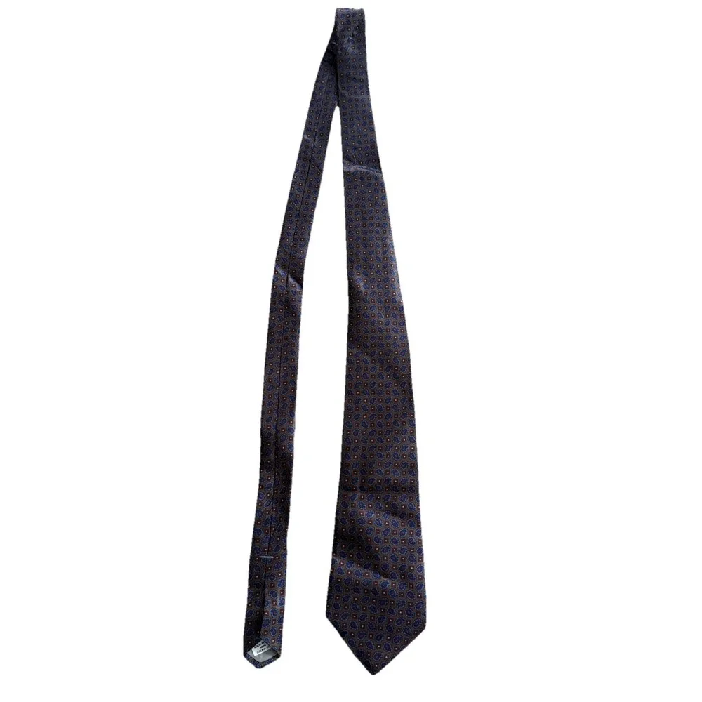 Vintage Woodward Tie Brown Paisley‎ Pattern 100% Italian Silk